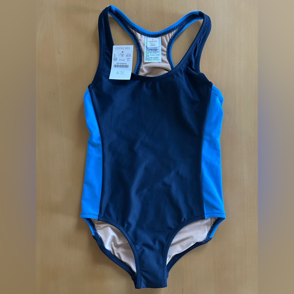 Crewcuts 1 piece color block swimsuit, girls size 6-7